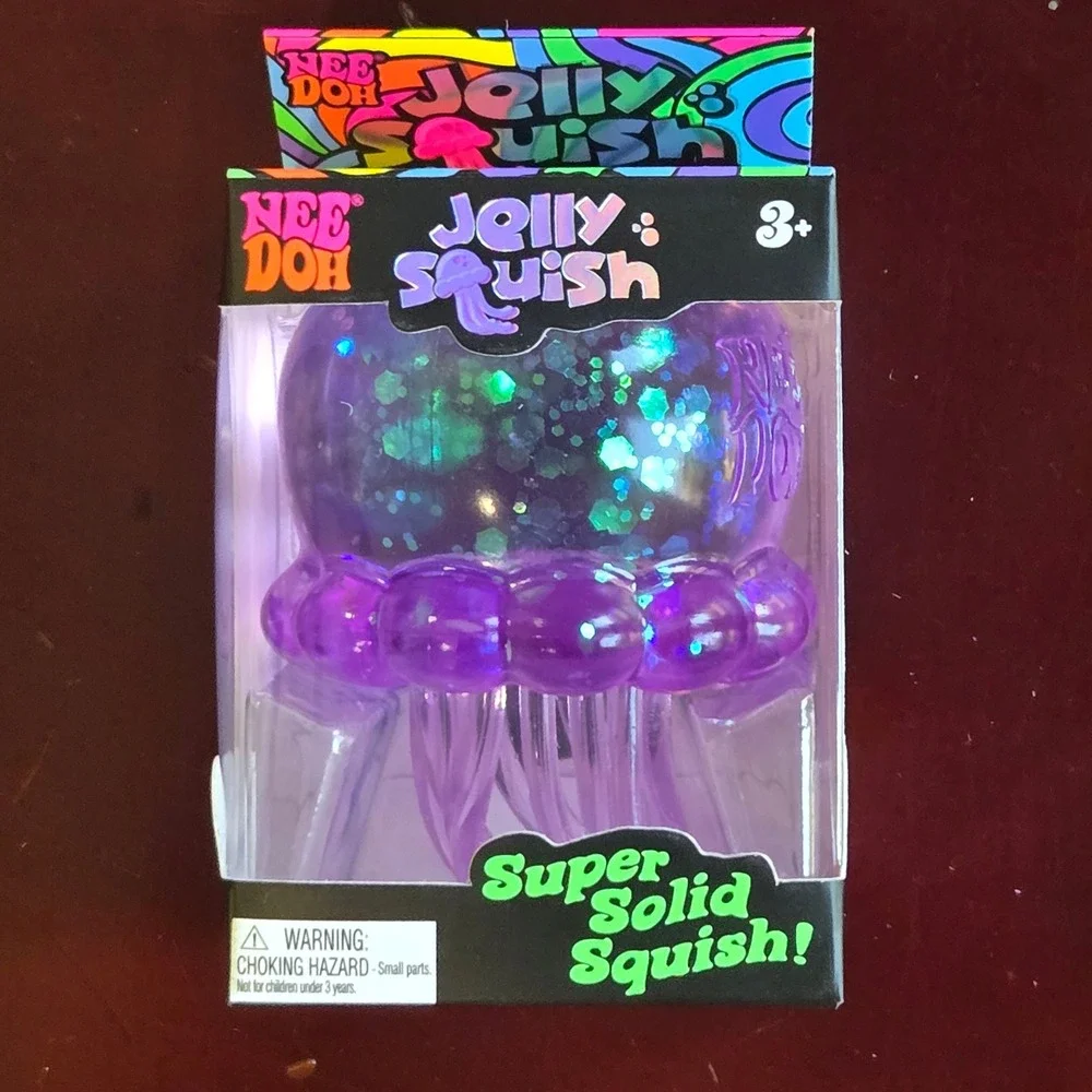 Viral Schylling NeeDoh JellySquish Purple Glitter Jellyfish Fidget Toy J